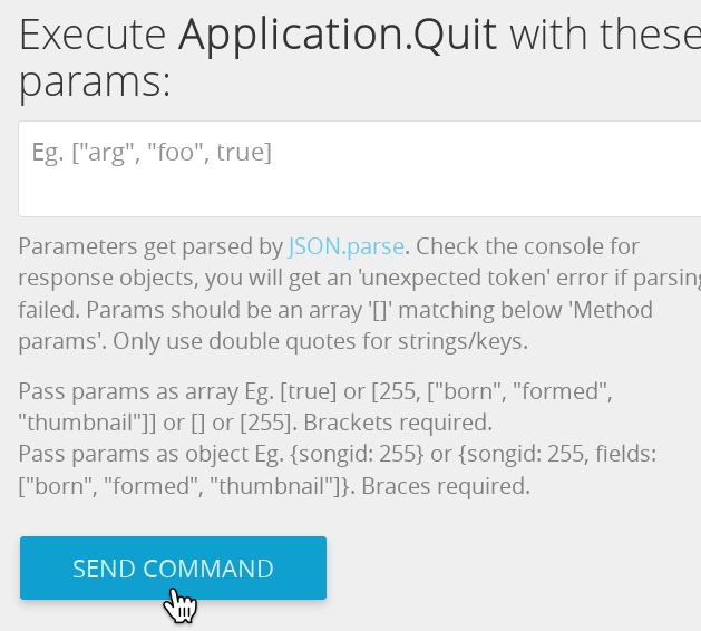 Kodi API Application.Quit